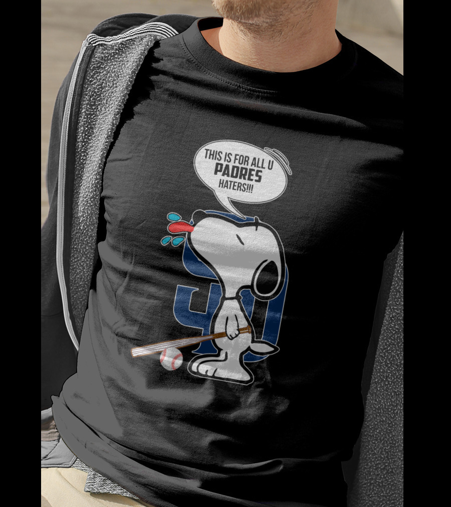Snoopy Padres Haters Speech Bubble With Baseball And Bat T-Shirt