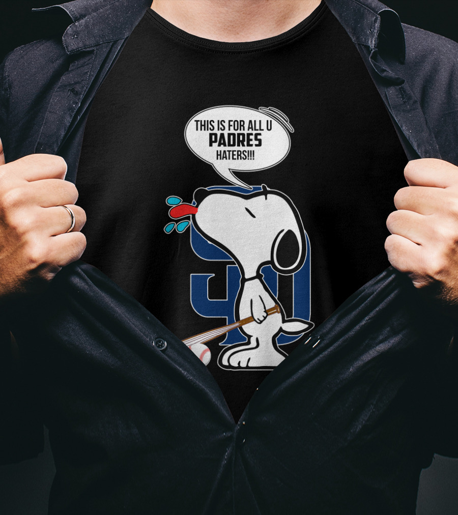 Snoopy Padres Haters Speech Bubble With Baseball And Bat T-Shirt