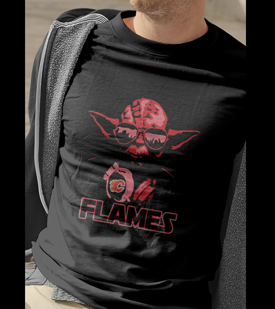 Yoda Flames Star Wars Calgary Flames Fans T-Shirt