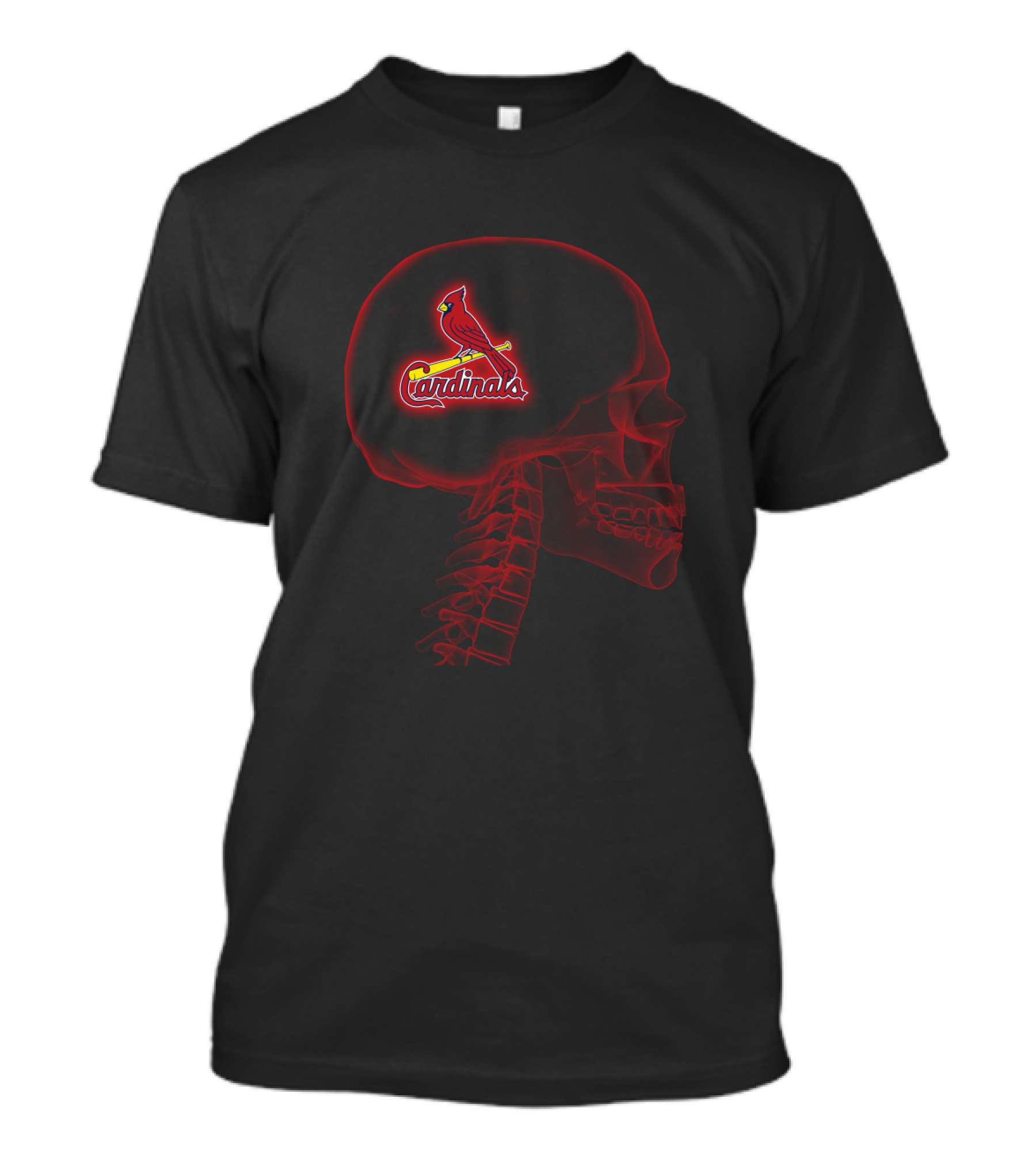 St. Louis Cardinals Logo Neon Skull Halloween Brain T-Shirt