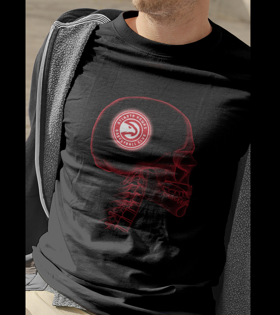 Atlanta Hawks Basketball Club Skull Brain Halloween Theme T-Shirt