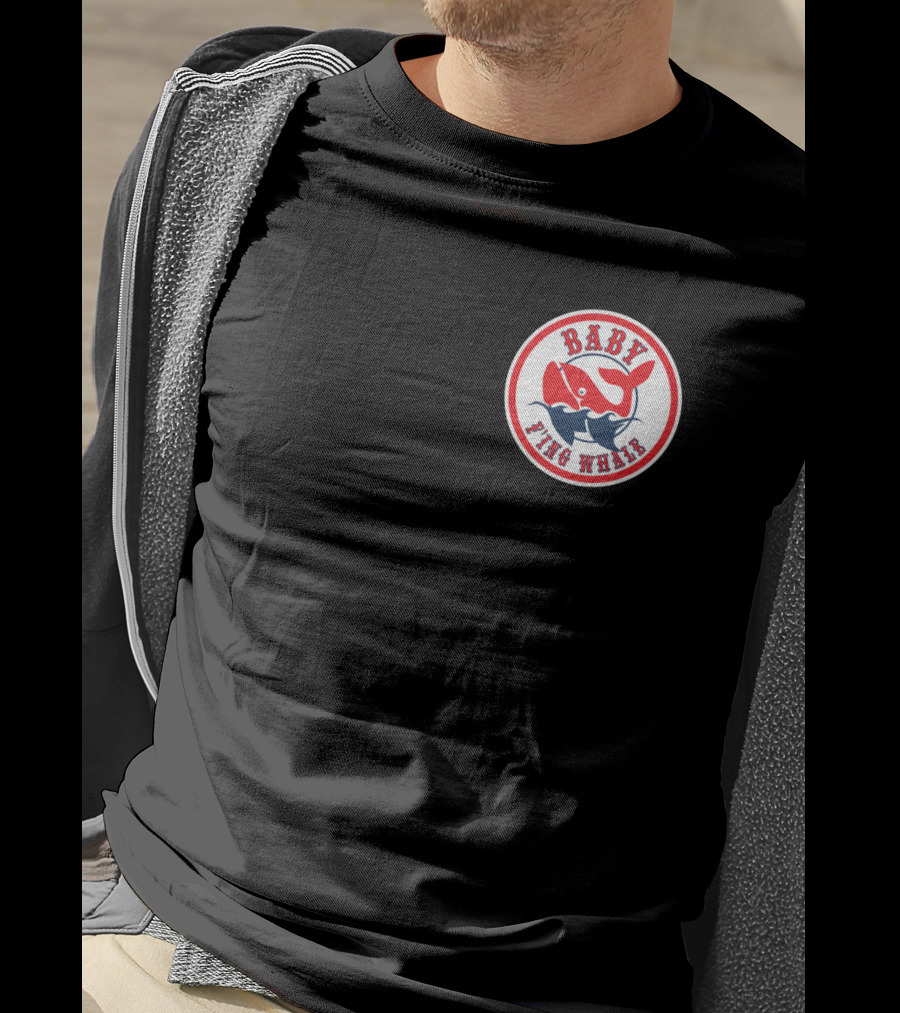 BABY FING WHALE Red Blue Whale Emblem T-Shirt