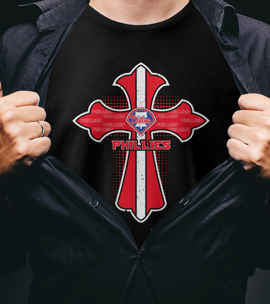 Philadelphia Phillies Red Cross Logo With White Stripe T-Shirt