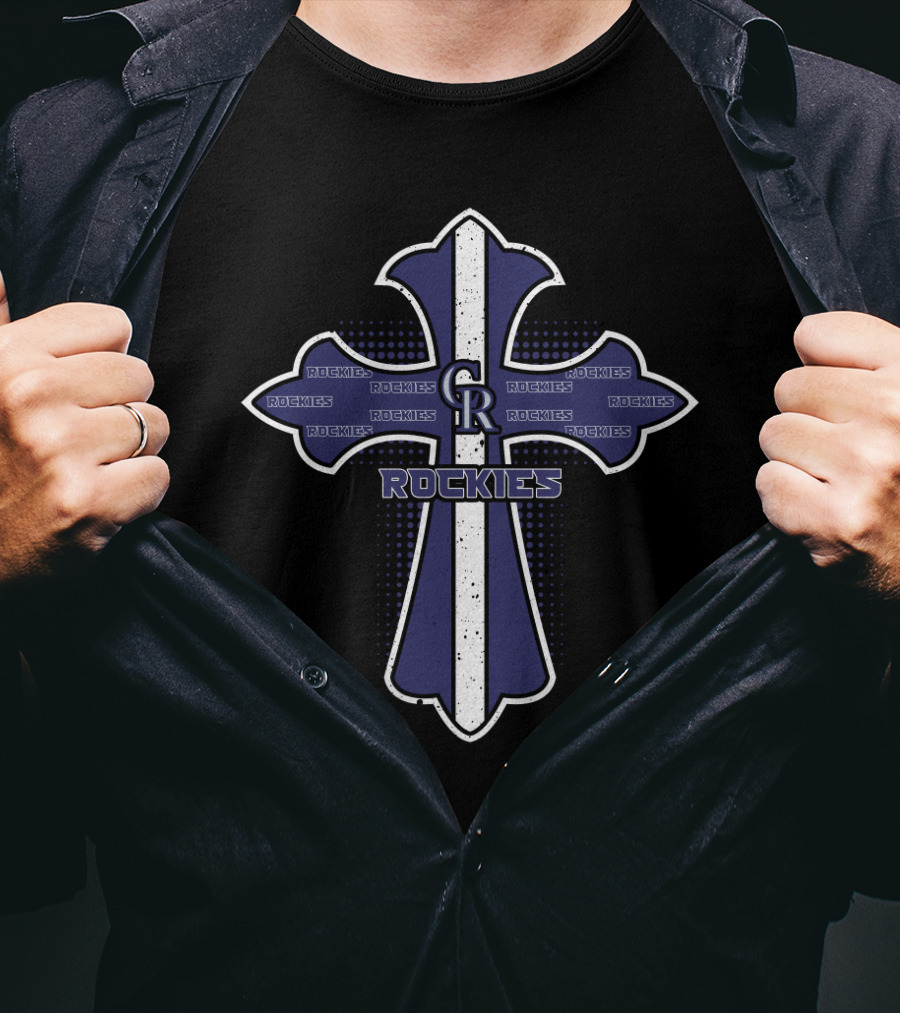 Cross For Colorado Rockies Fans With Cr Logo And Rockies T-Shirt
