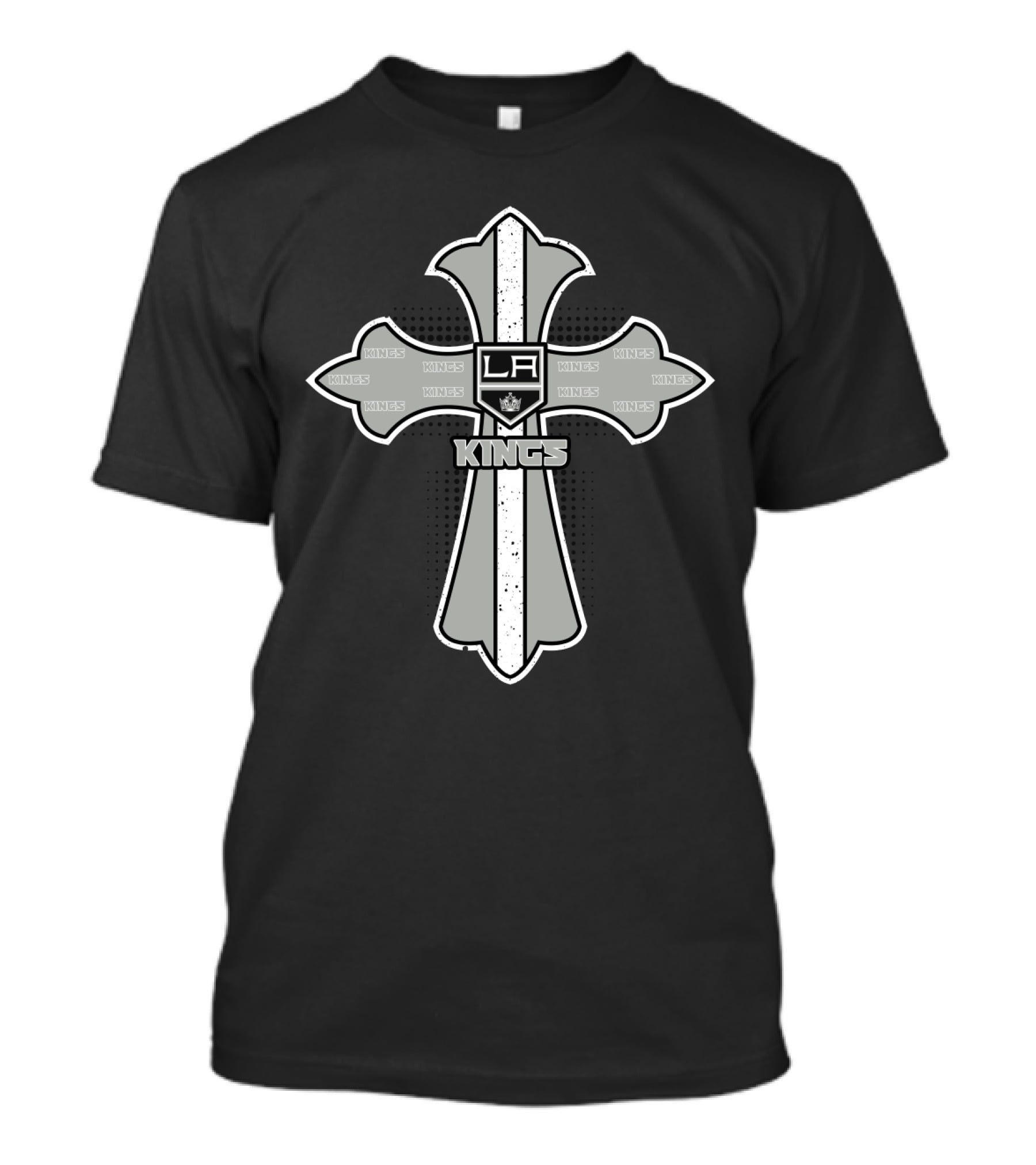Cross For Jesus And La Kings Fans Kings Icon Black And White Tribute T-Shirt
