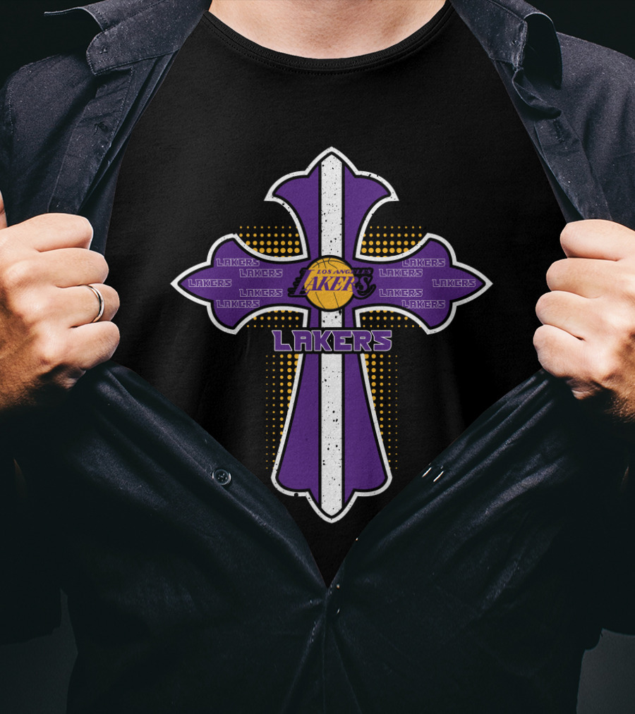Cross Symbol Representing Faith And Los Angeles Lakers Fans T-Shirt