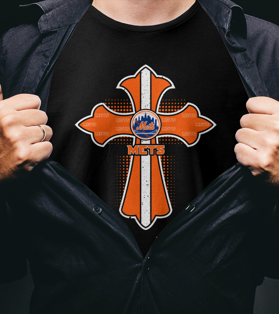 Cross And Mets Fans Faithful Connection T-Shirt