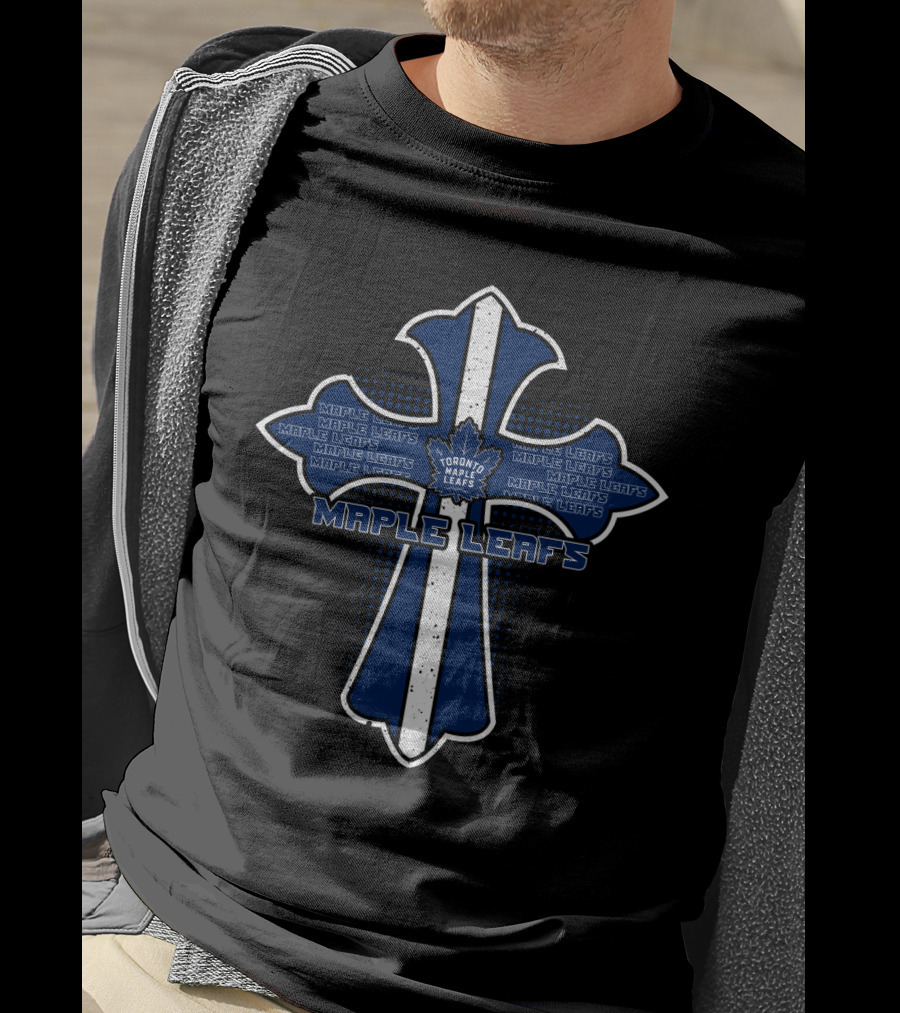 Toronto Maple Leafs Religious Cross Fan Emblem With Maple Leaf Badge T-Shirt