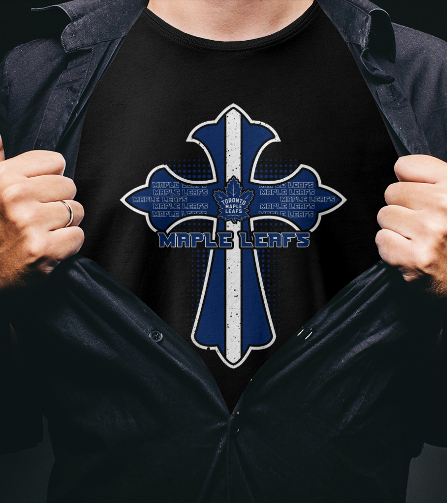 Toronto Maple Leafs Religious Cross Fan Emblem With Maple Leaf Badge T-Shirt