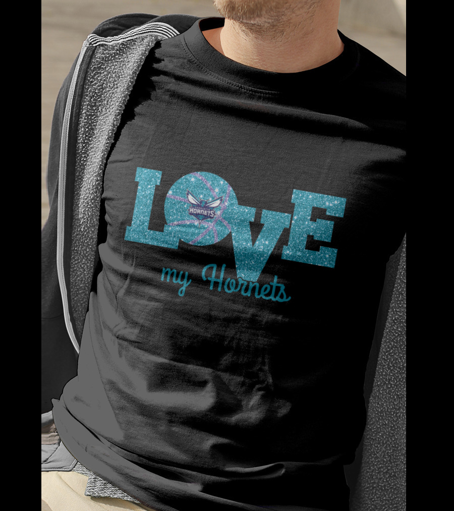 Love My Hornets Basketball Sparkle T-Shirt