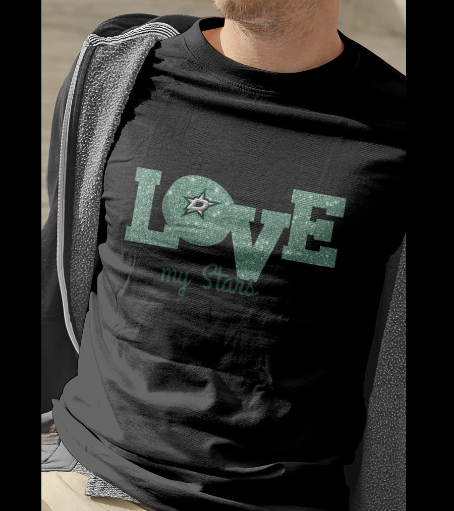Love My Stars Glitter Dallas Fans Sparkle T-Shirt