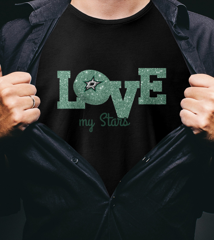 Love My Stars Glitter Dallas Fans Sparkle T-Shirt