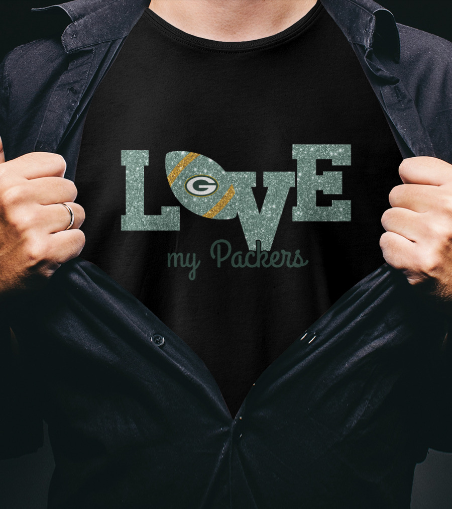 Glitter Love My Packers Green Bay Packers Fans T-Shirt
