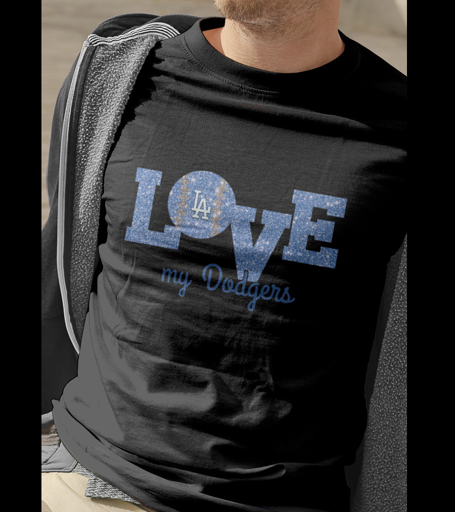 Glitter Love My Dodgers LA Sparkle Fans T-Shirt