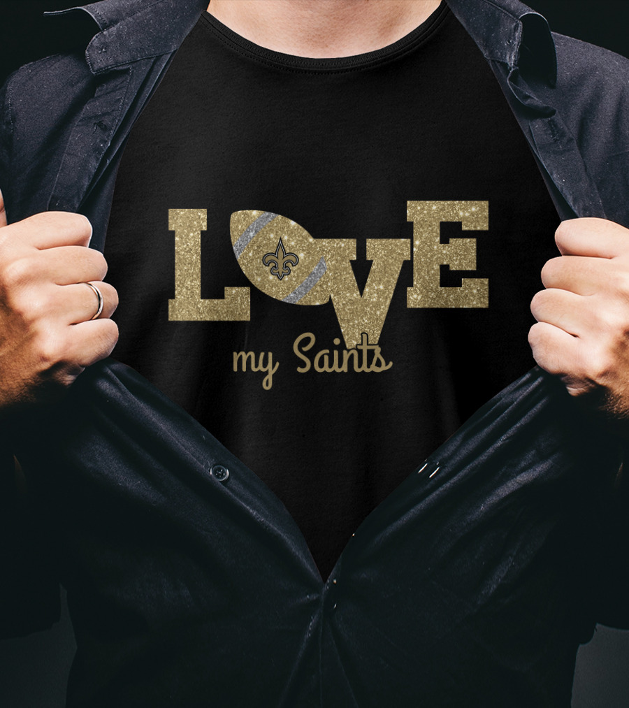 Love My Saints Fleur-De-Lis Football T-Shirt
