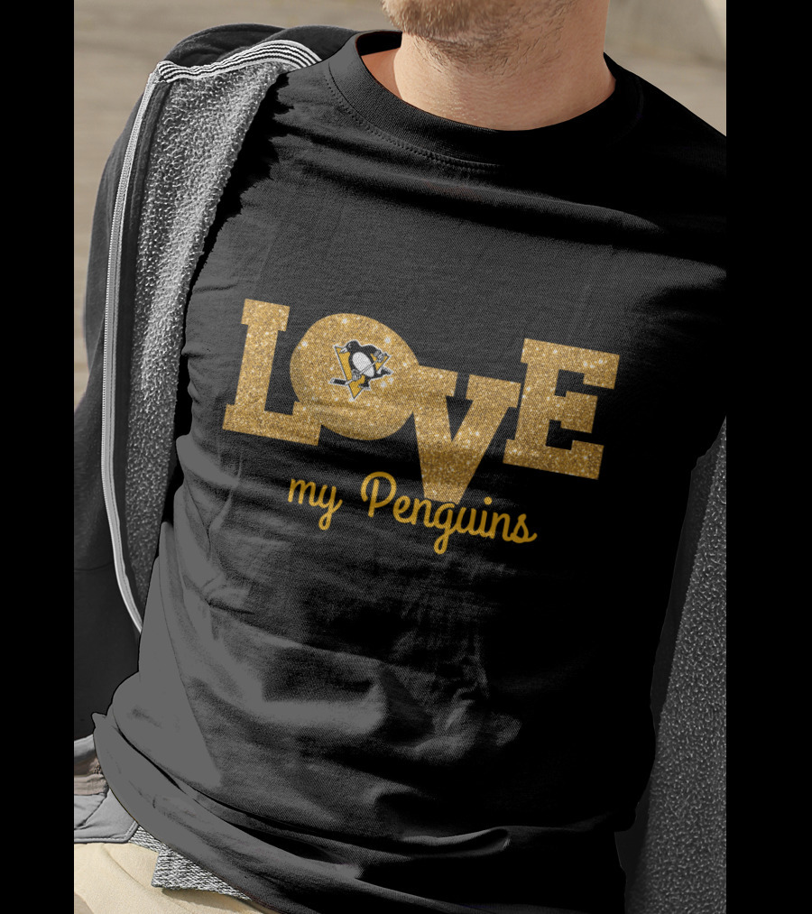 Love My Penguins Glitter Pittsburgh Fans Graphics T-Shirt