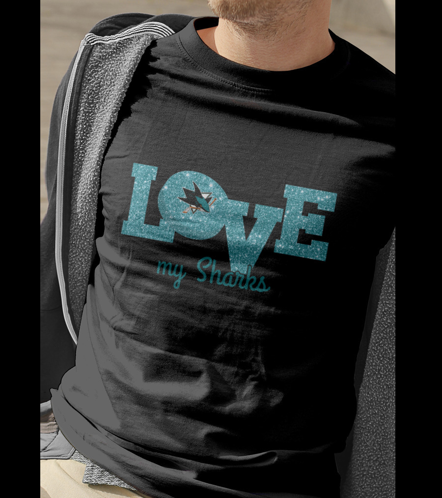 Sparkling Love My Sharks San Jose Enthusiasts T-Shirt