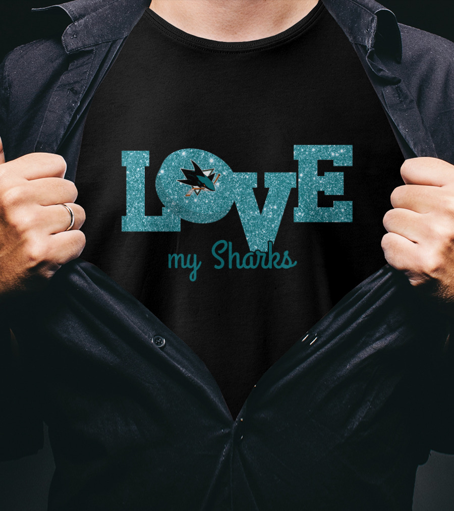 Sparkling Love My Sharks San Jose Enthusiasts T-Shirt