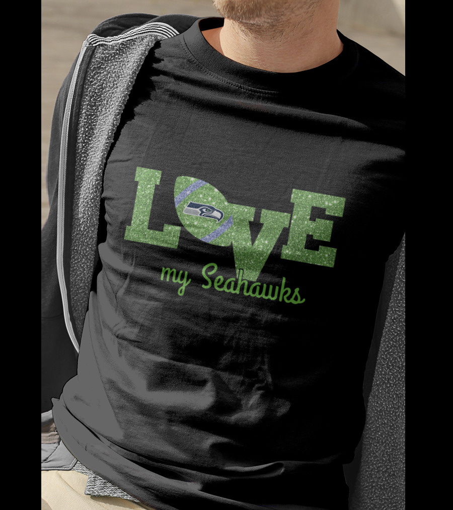 Love My Seahawks Football Green T-Shirt