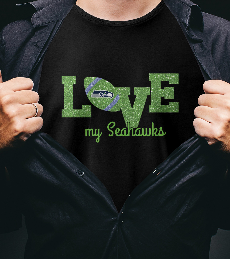 Love My Seahawks Football Green T-Shirt