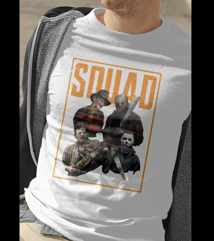 Squad Featuring Iconic Horror Characters In T-Shirt