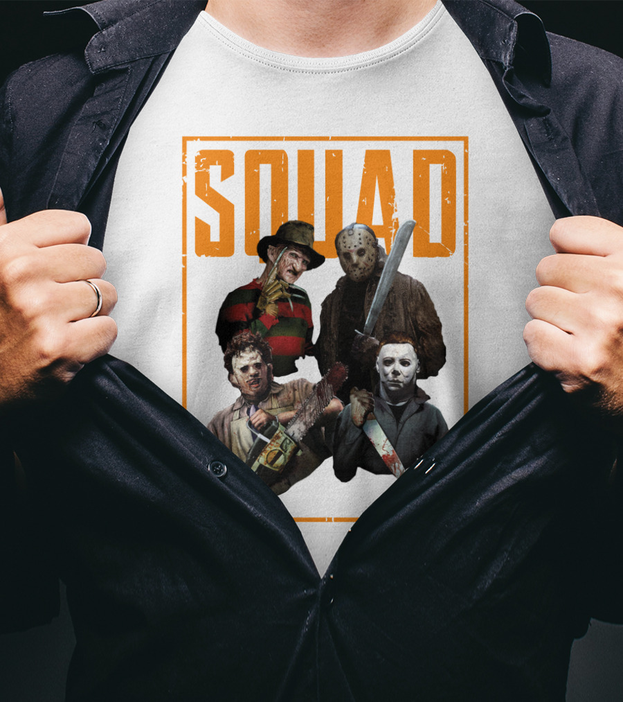 Squad Featuring Iconic Horror Characters In T-Shirt