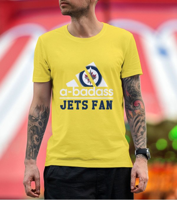Premium T-Shirt: Jets Fan A-Badass Winnipeg Logo Cool T-Shirt Jets Fan A-Badass Winnipeg Logo Cool T-Shirt