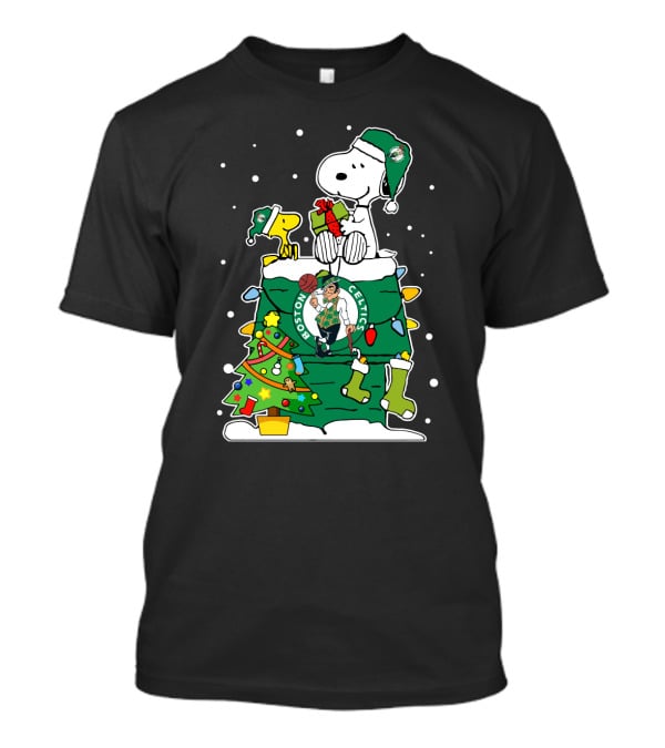 Boston Celtics Snoopy Christmas Basketball Holiday T-Shirt