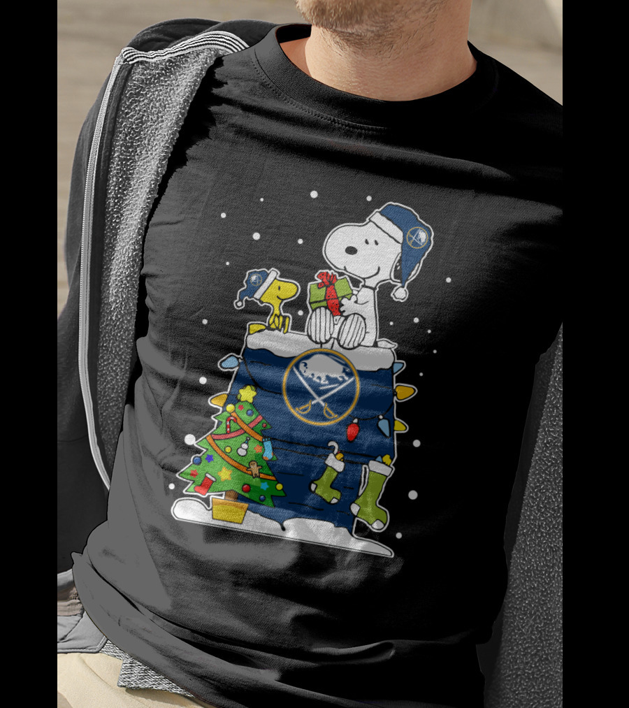 Buffalo Sabres Christmas Snoopy Woodstock Tree T-Shirt