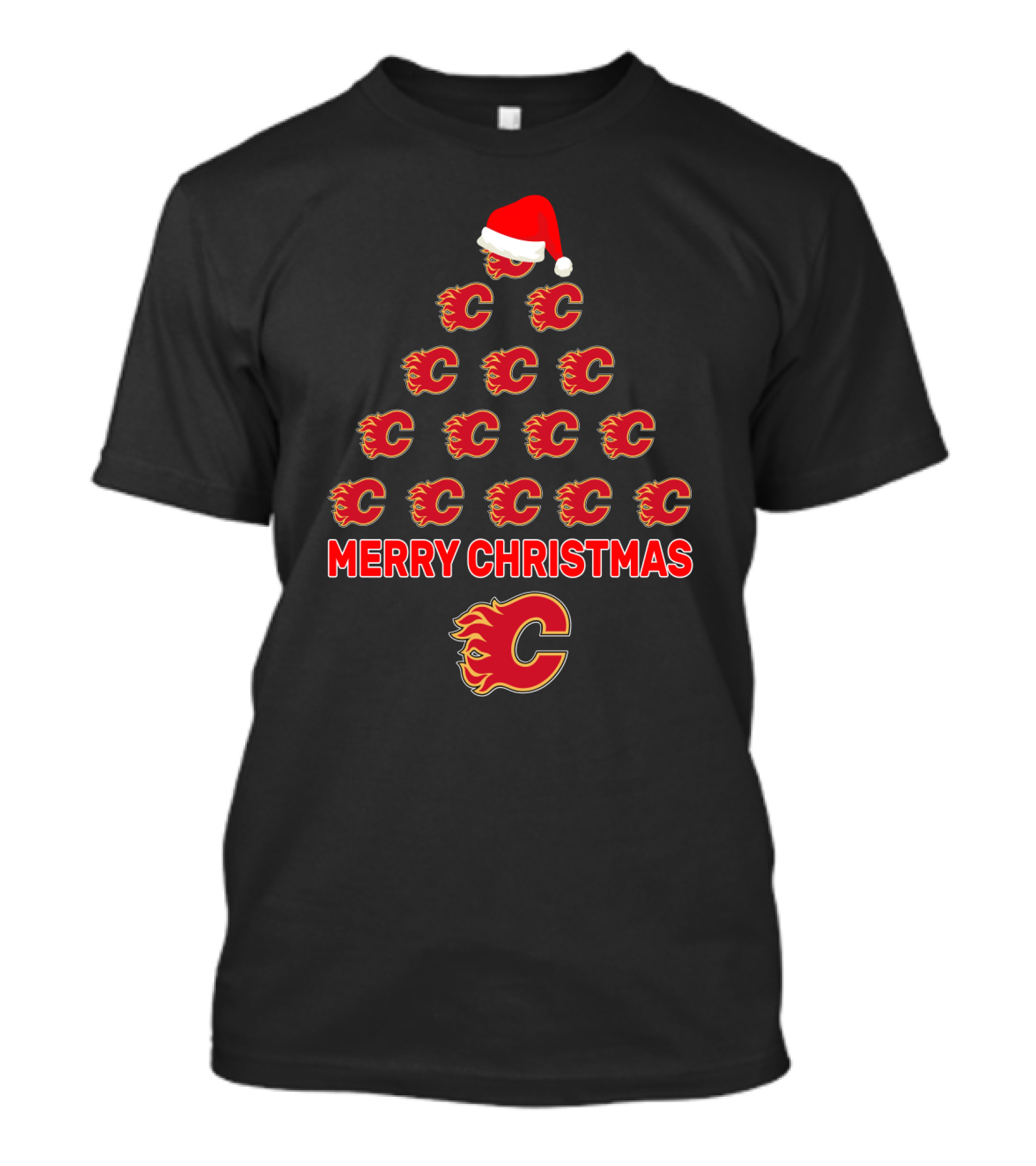 Merry Christmas Calgary Flames Logo Christmas Tree T-Shirt