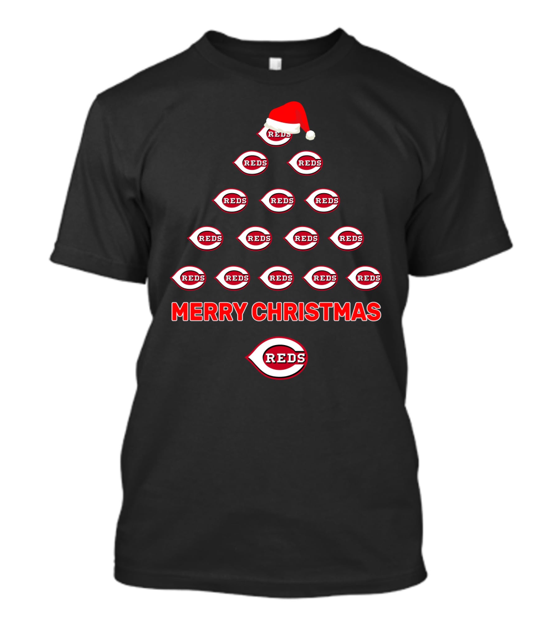 Merry Christmas Cincinnati Reds Logo Tree T-Shirt