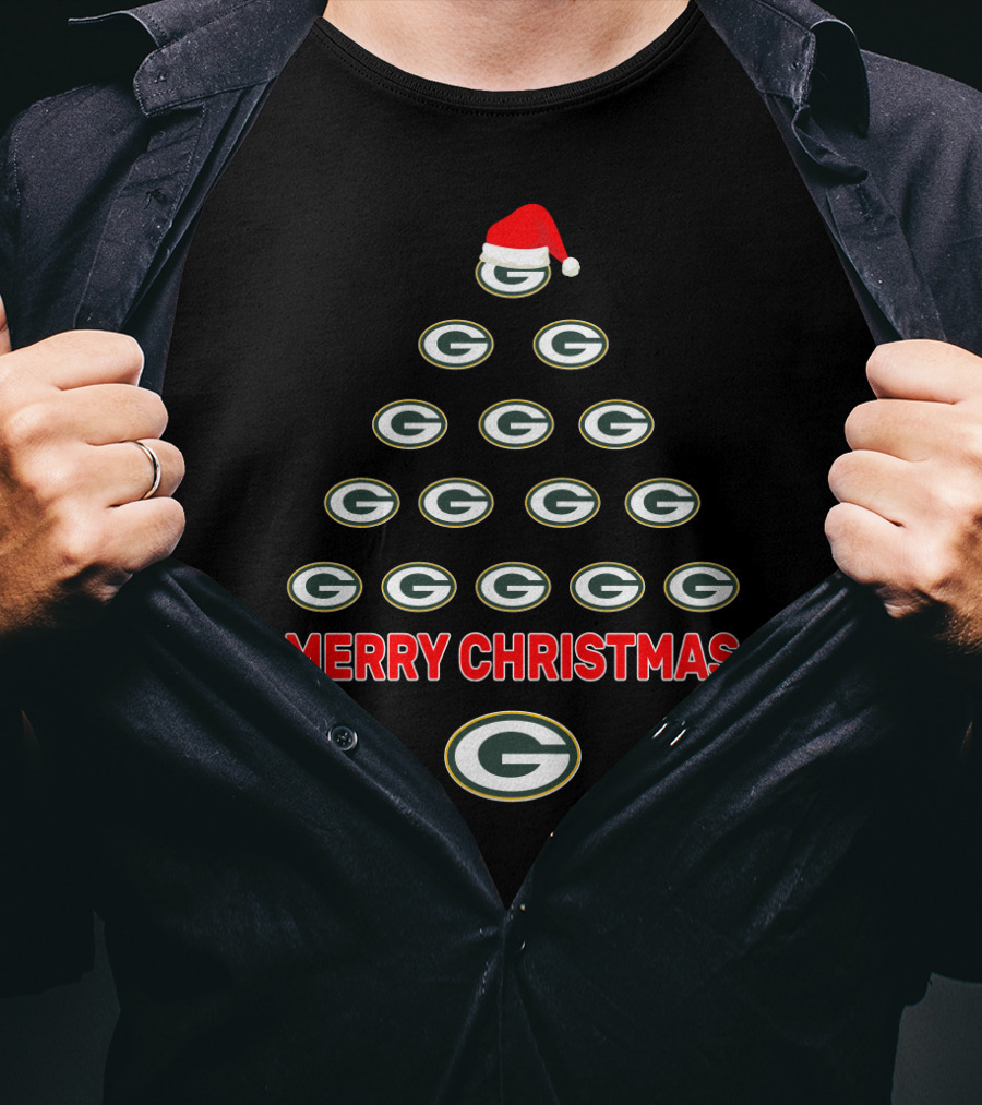 Merry Christmas Green Bay Packers Logo Tree T-Shirt
