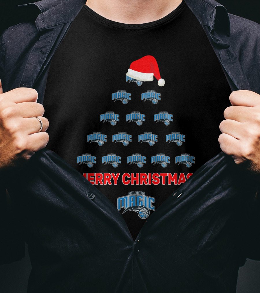 Merry Christmas Orlando Magic Tree Santa Hat T-Shirt