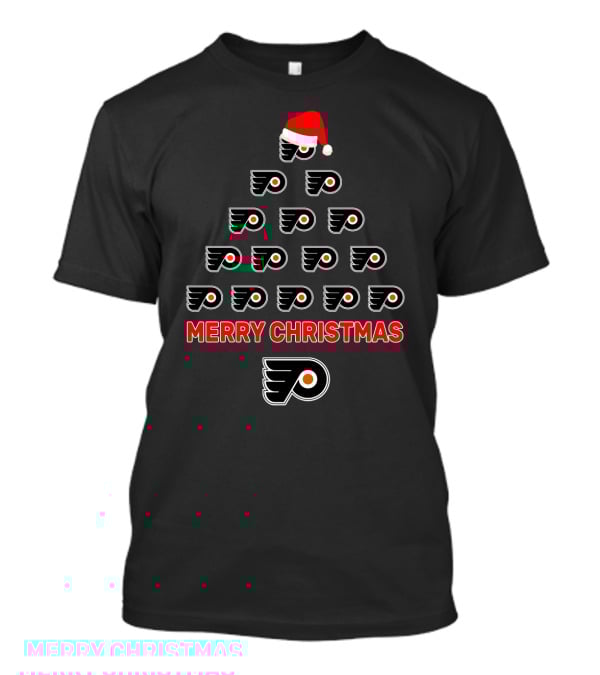Merry Christmas Philadelphia Flyers Logo Tree Santa Hat T-Shirt