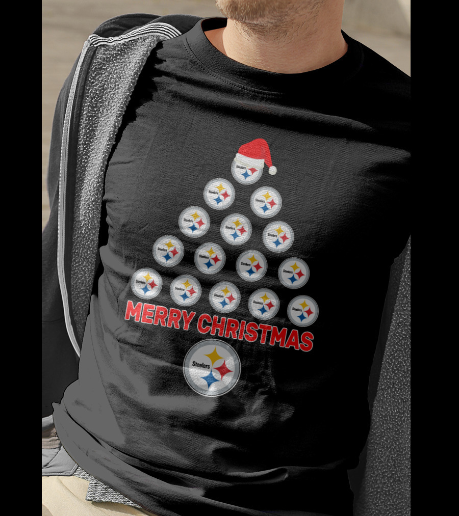Merry Christmas Tree For Pittsburgh Steelers Fans T-Shirt