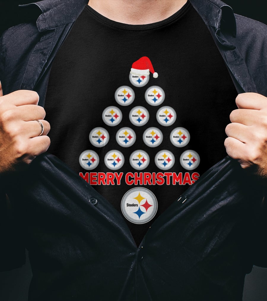 Merry Christmas Tree For Pittsburgh Steelers Fans T-Shirt