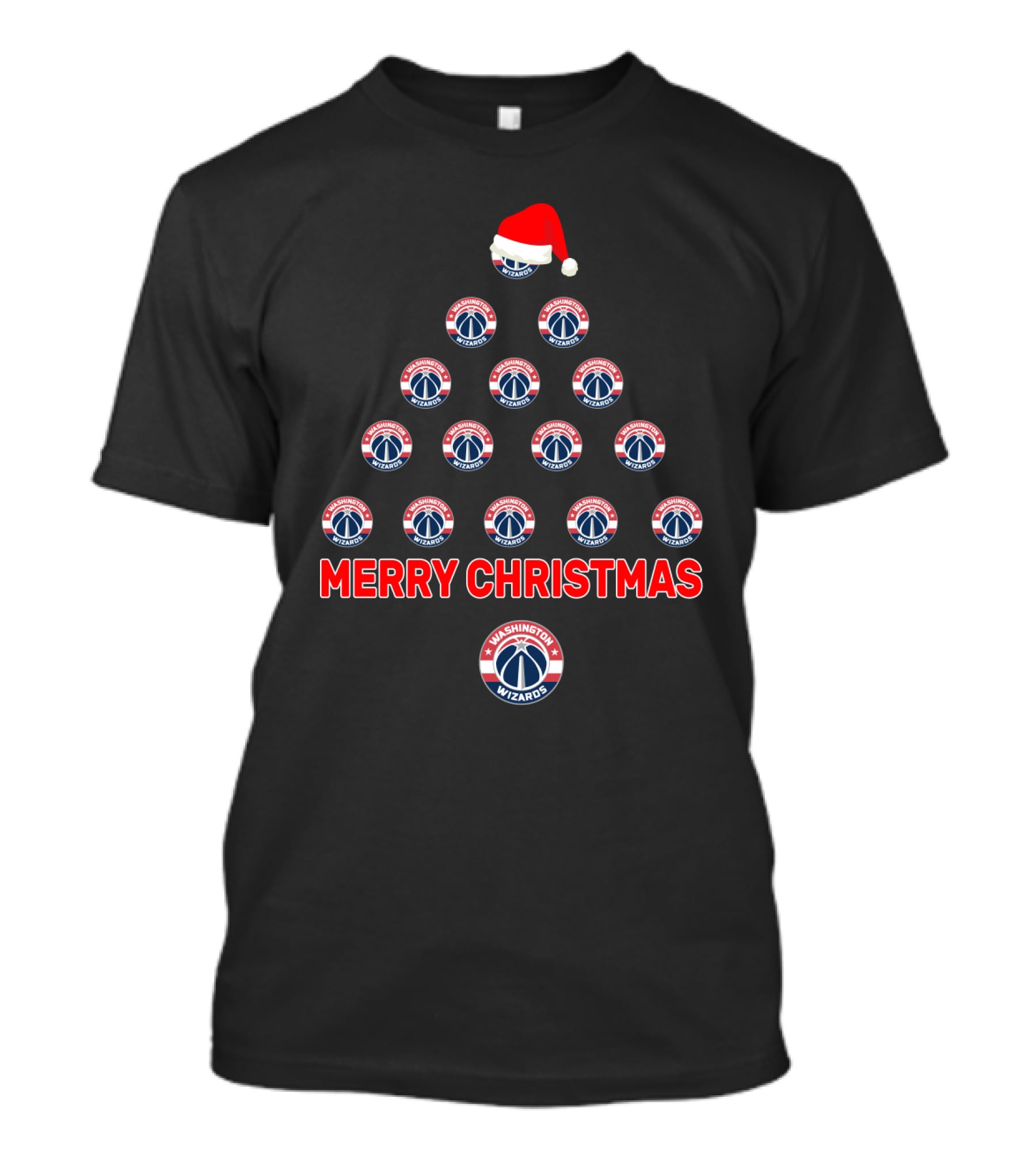 Merry Christmas Tree Featuring Washington Wizards Logos In Holiday Style T-Shirt