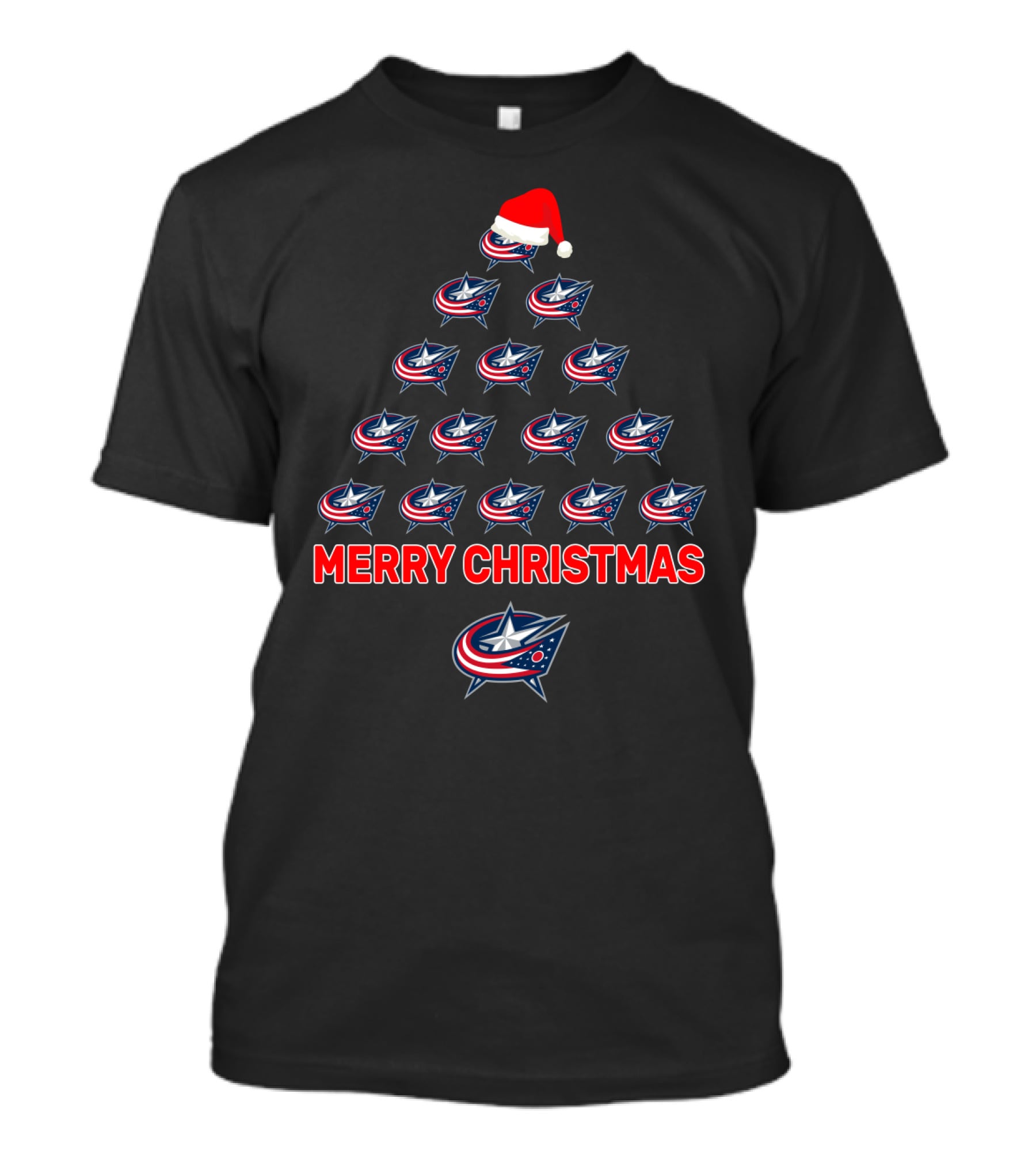 Merry Christmas Columbus Blue Jackets Holiday Tree T-Shirt