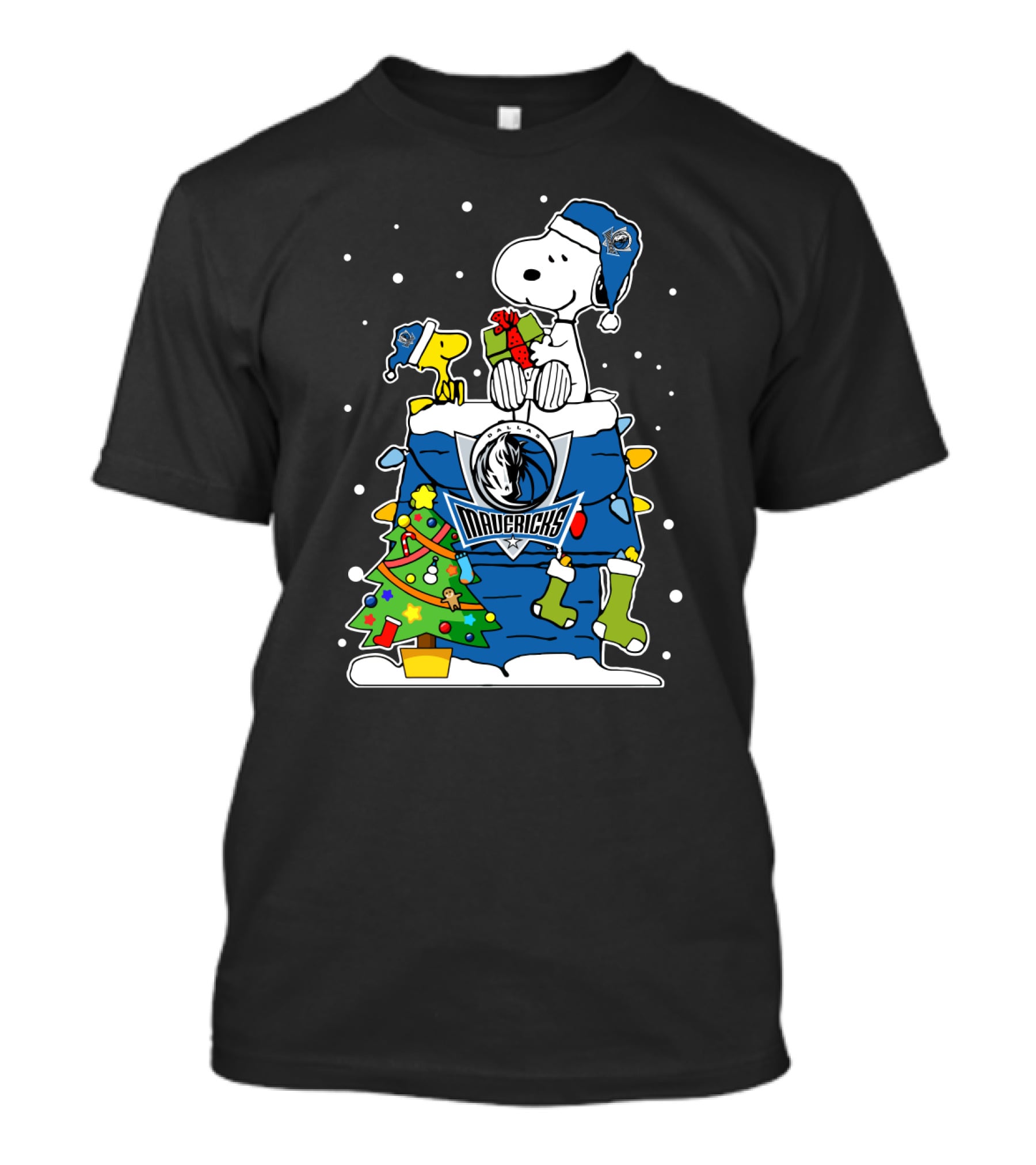 Dallas Mavericks Merry Christmas Snoopy Peanuts Holiday Celebration T-Shirt