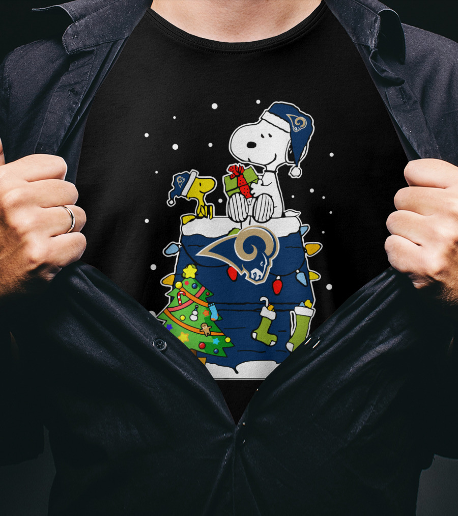 Los Angeles Rams Snoopy Woodstock Christmas Celebration T-Shirt
