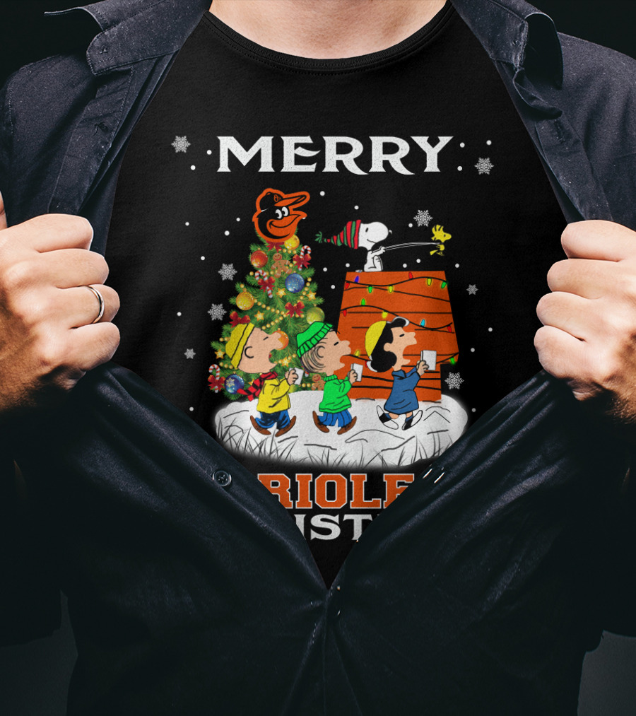 Merry Orioles Christmas For Snoopy Fans T-Shirt