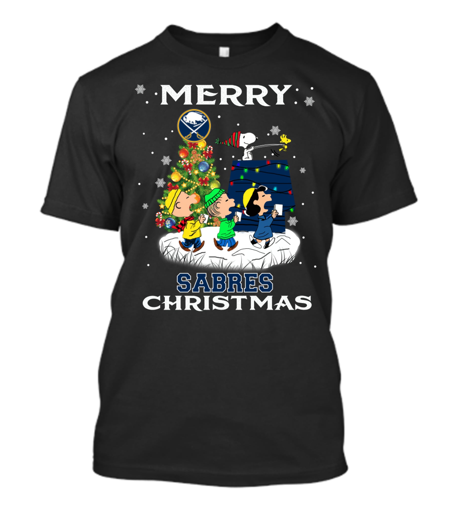 Merry Buffalo Sabres Christmas With Snoopy And Friends T-Shirt