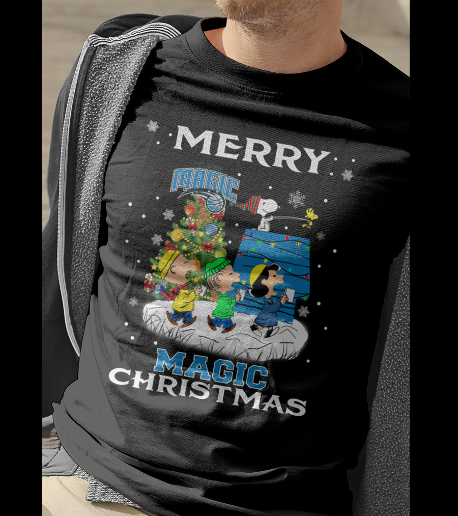 Merry Orlando Magic Christmas Snoopy And Friends Holiday Fun T-Shirt