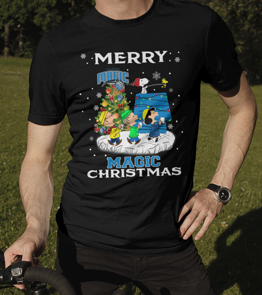 Merry Orlando Magic Christmas Snoopy And Friends Holiday Fun T-Shirt