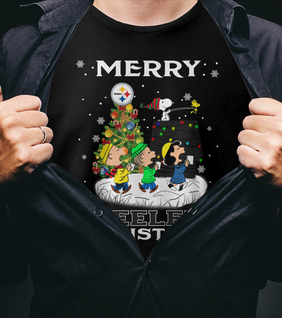 Merry Steelers Christmas Snoopy Peanuts Pittsburgh T-Shirt