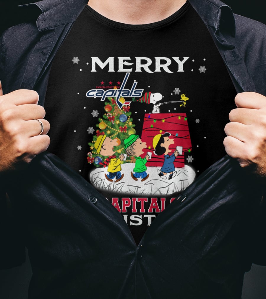 Merry Washington Capitals Christmas Snoopy Peanuts Carolers Holiday Celebration T-Shirt