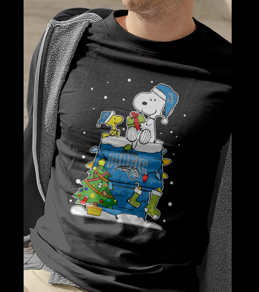 Snoopy Christmas With Orlando Magic Basketball Theme T-Shirt