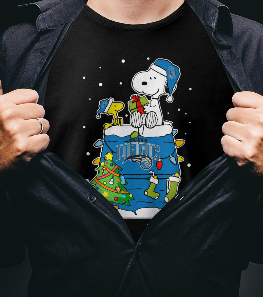 Snoopy Christmas With Orlando Magic Basketball Theme T-Shirt