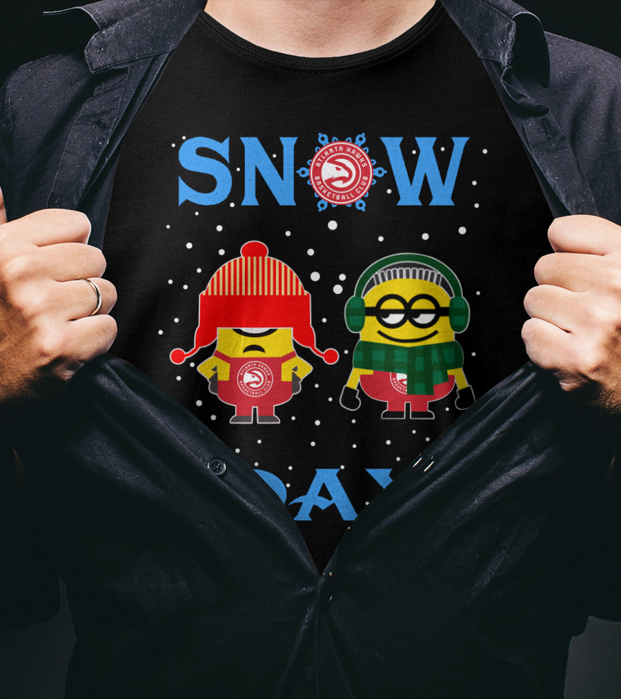 Snow Day Atlanta Hawks Minion Fans Snowflakes Winter Fun T-Shirt