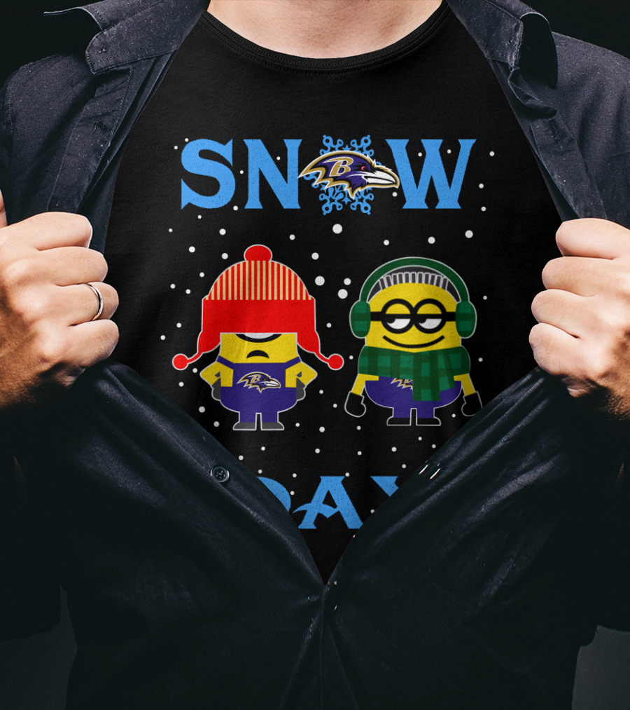 Snow Day Baltimore Ravens Minion Fans Winter Fun T-Shirt
